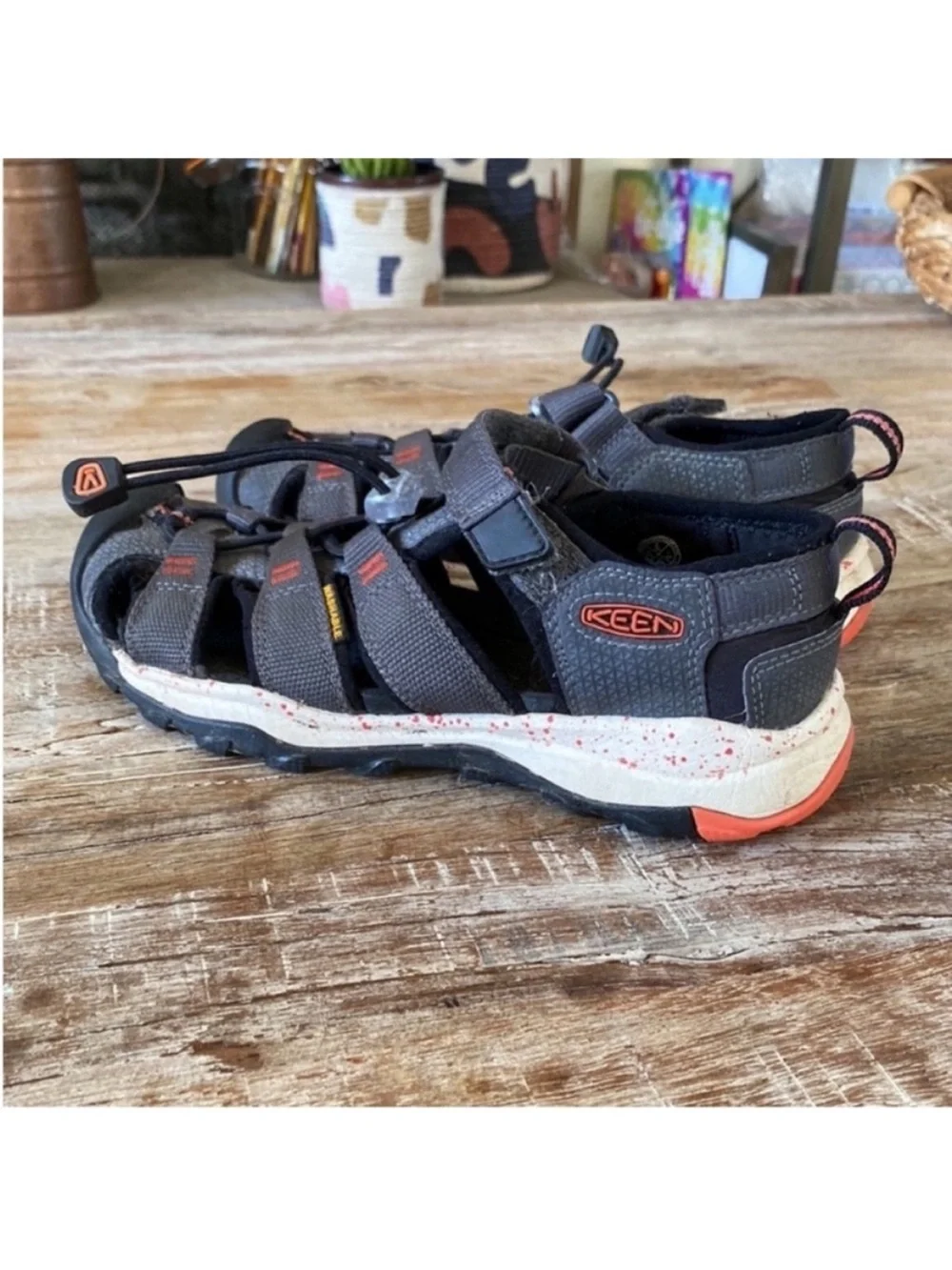 Keen Gray Sandal with Orange Accents